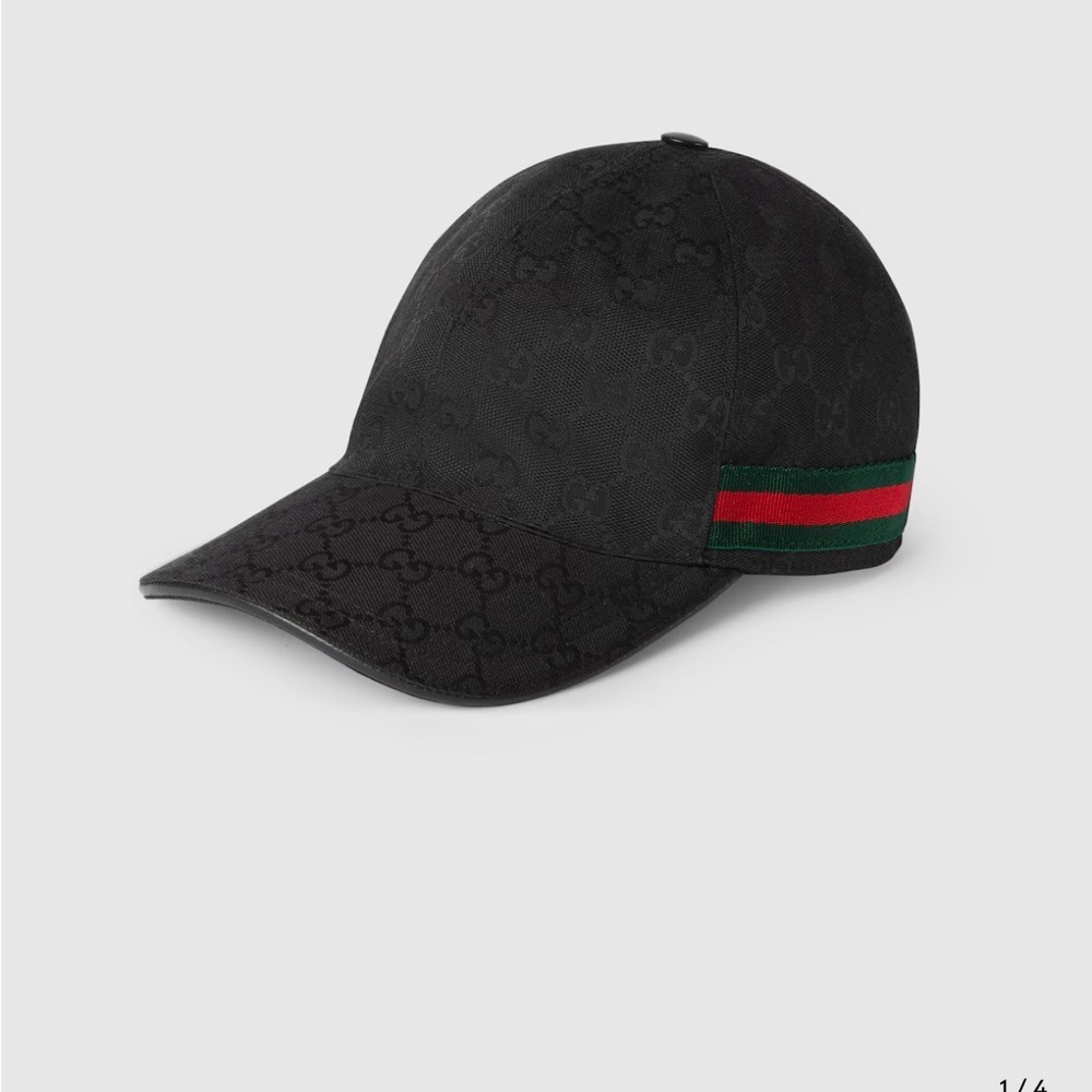 Gucci Black Baseball Cap with Red and Green Stripe